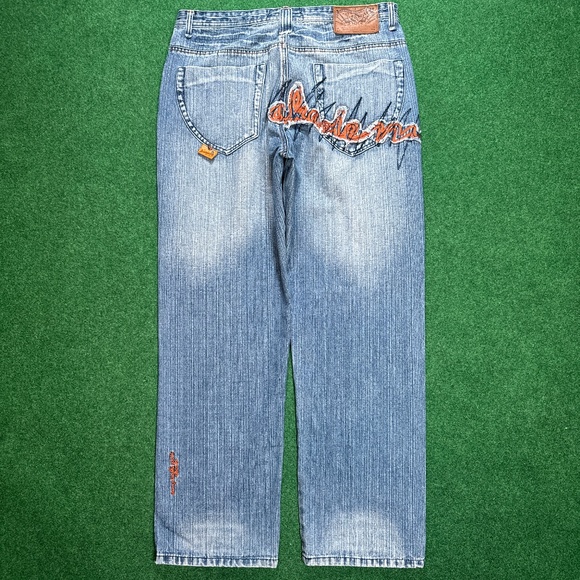 Vintage Akademiks Y2K Baggy Embroidered Mens 36 Denim Jnco Style Hip Hop Jeans